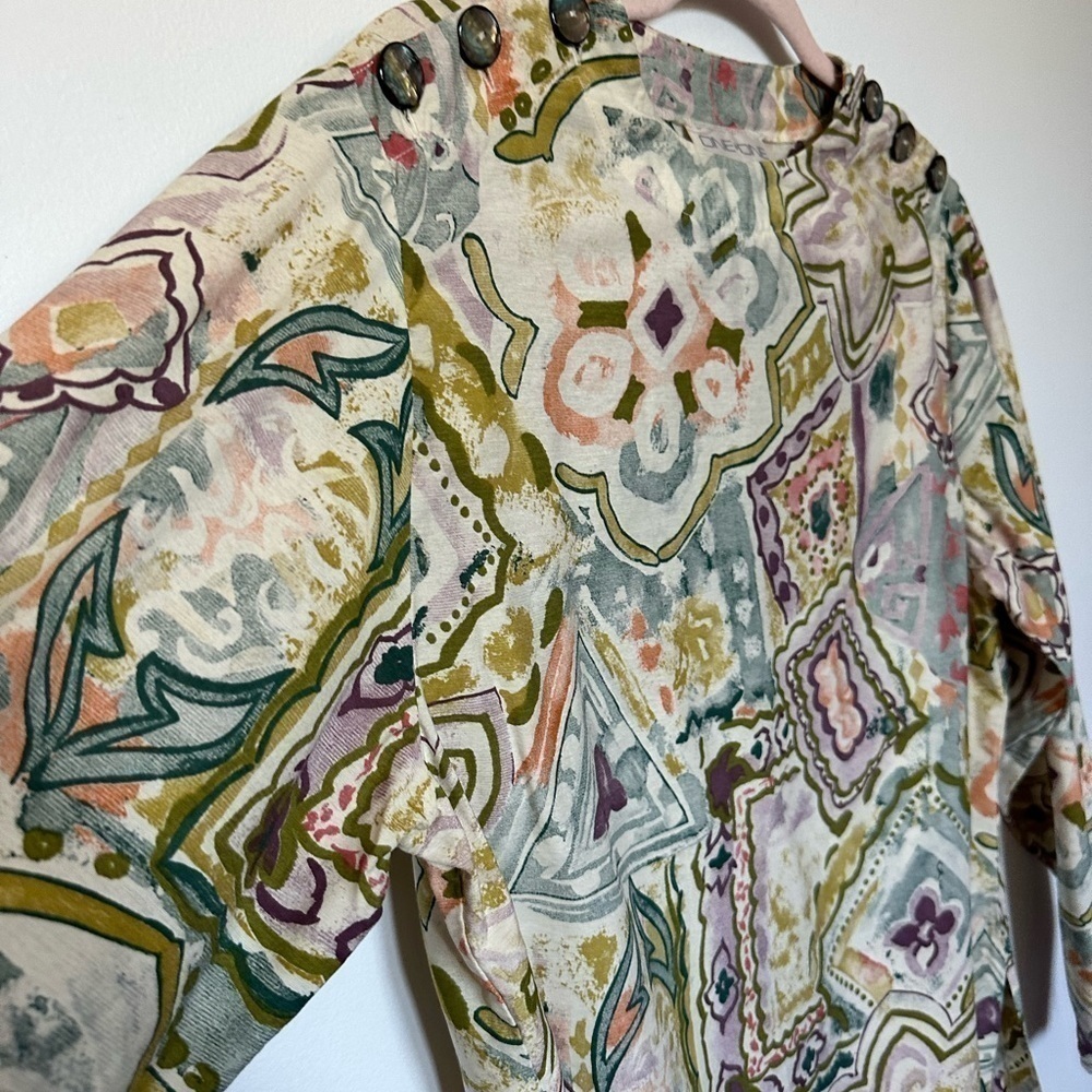 Vintage Top Floral Paisley Design Hippie Boho Festival Multicoloured Long Sleeve - Picture 7 of 14